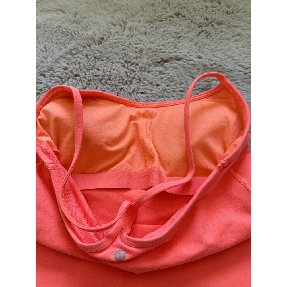Lululemon Women’s Orange Racerback Tank Top Sz 8 Padded EUC Gym Running Outdoor - Picture 5 of 10